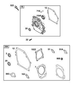 Crankcase Cover/Sump And Lubrication Group Diagram and Parts List for 13R232-0009-H5 100000 - 19Z999 Briggs and Stratton Engine